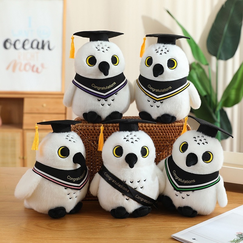 Custom Logo Plush Cartoon Graduation Owl Toy Doll School Souvenir