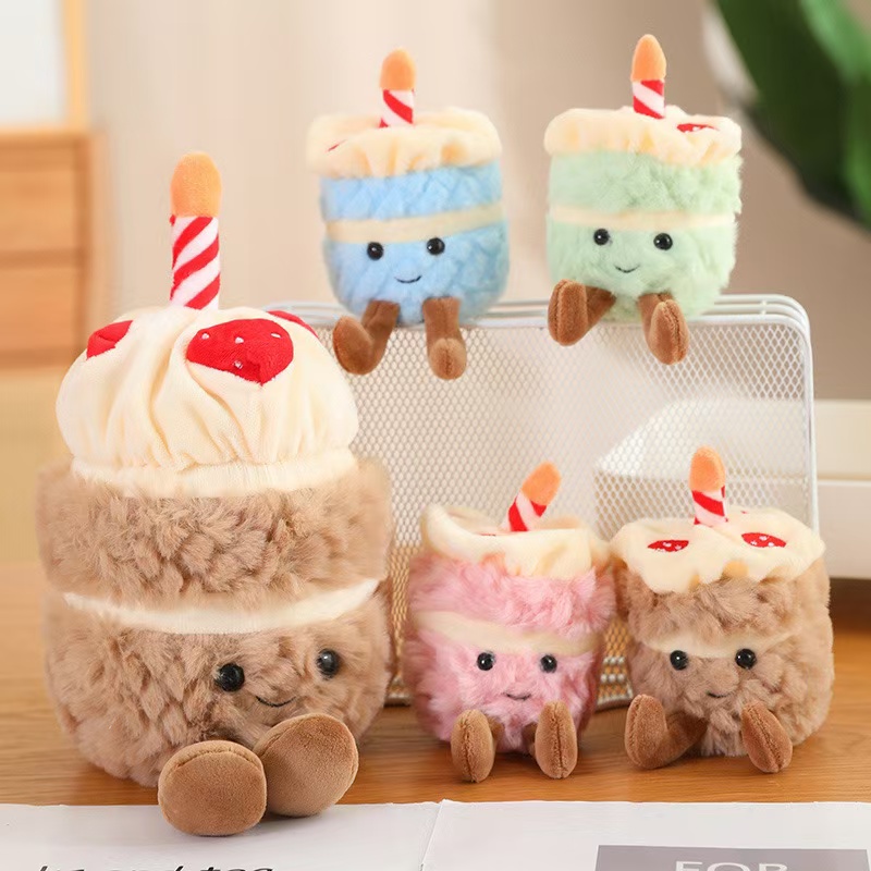 ຂອງຂວັນວັນເດືອນປີເກີດ plush ກາຕູນ stuffed cake ທີ່ສົດໃສ cakea keychain doll