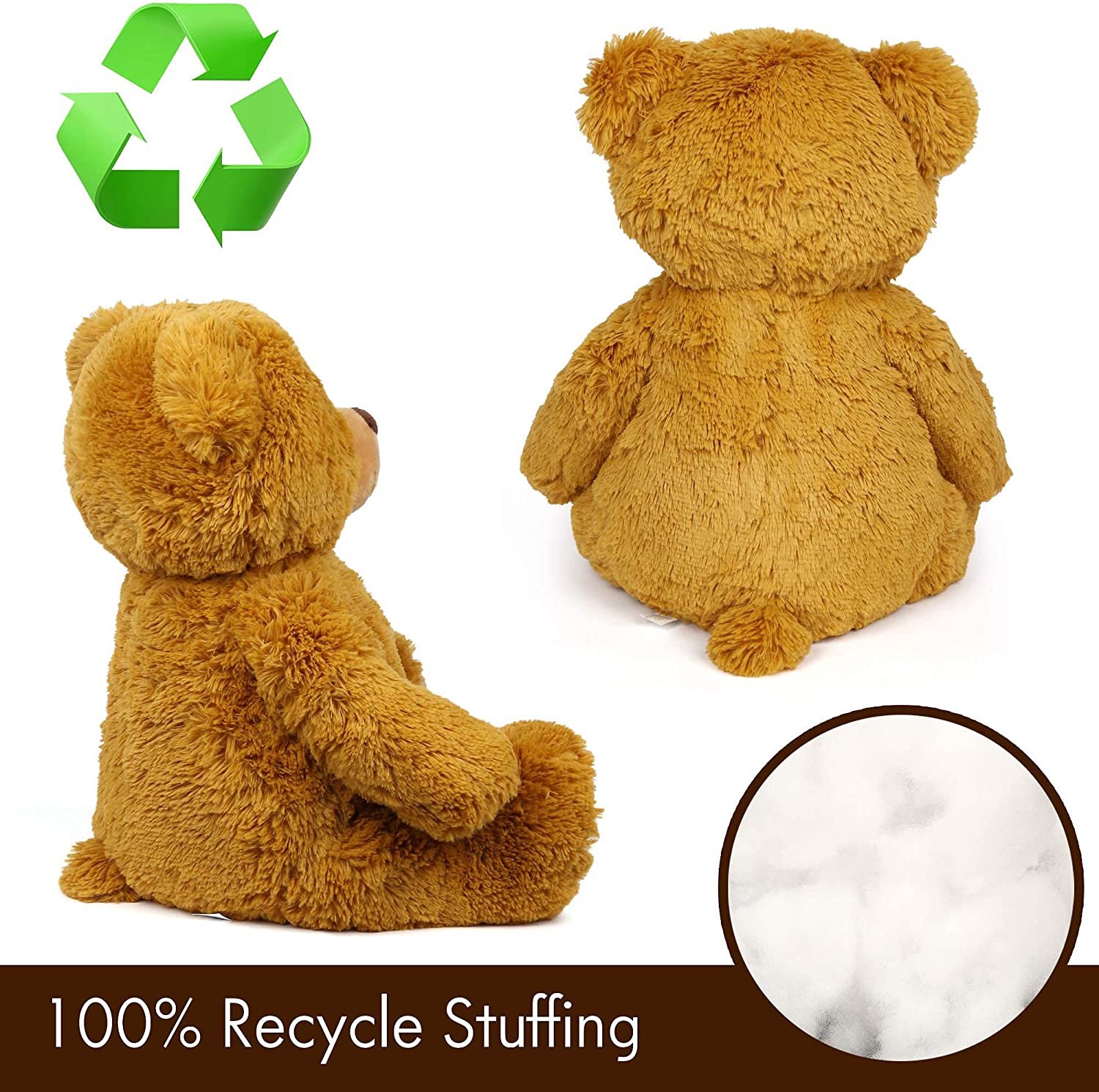 YD-X071 Nature Fur Soft Fluffy 20inch Big Size Sitting Animal Custom Plush Teddy Bear