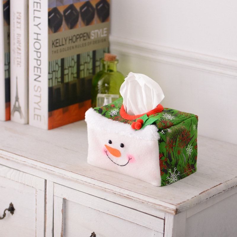 Christmas Decoration Plush Cartoon Santa Claus Table Tissue Box