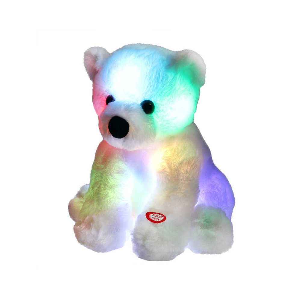 Glow Polar Bear LED Stuffed Animals Night Light Soft Plush Adorable Floppy Toy Gift for Kids