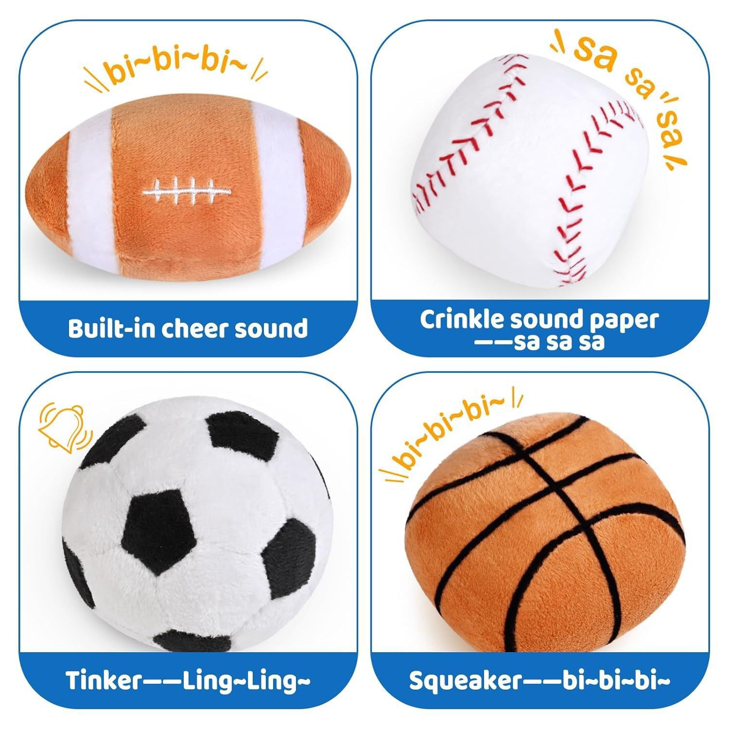 Custom Baby Plush Soft Ball Series Ringing Paper Interactive Toy Set