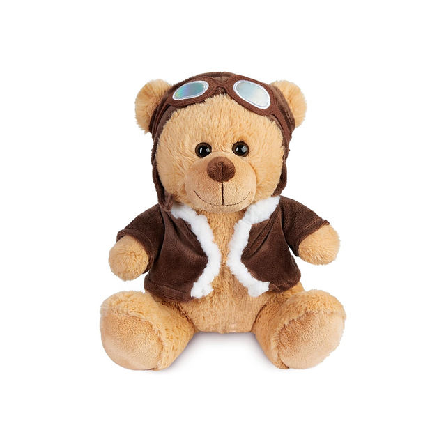 Pilot Teddy Bear with Vintage Aviator Glasses Brown Toy with Uniform