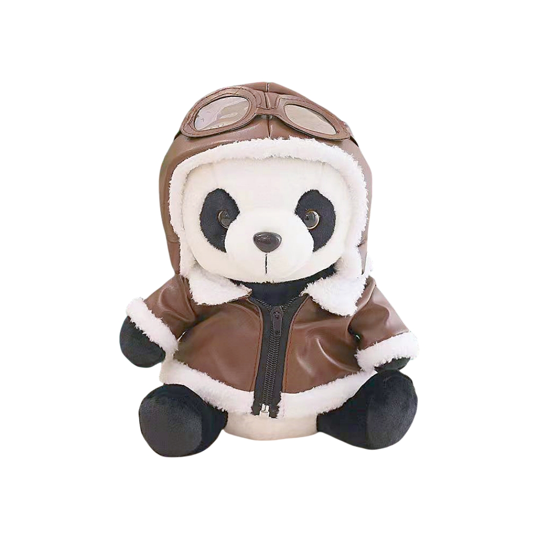 Panda Animal Plush Mascot Custom Factory CE Gift Toys with Pilot Suits