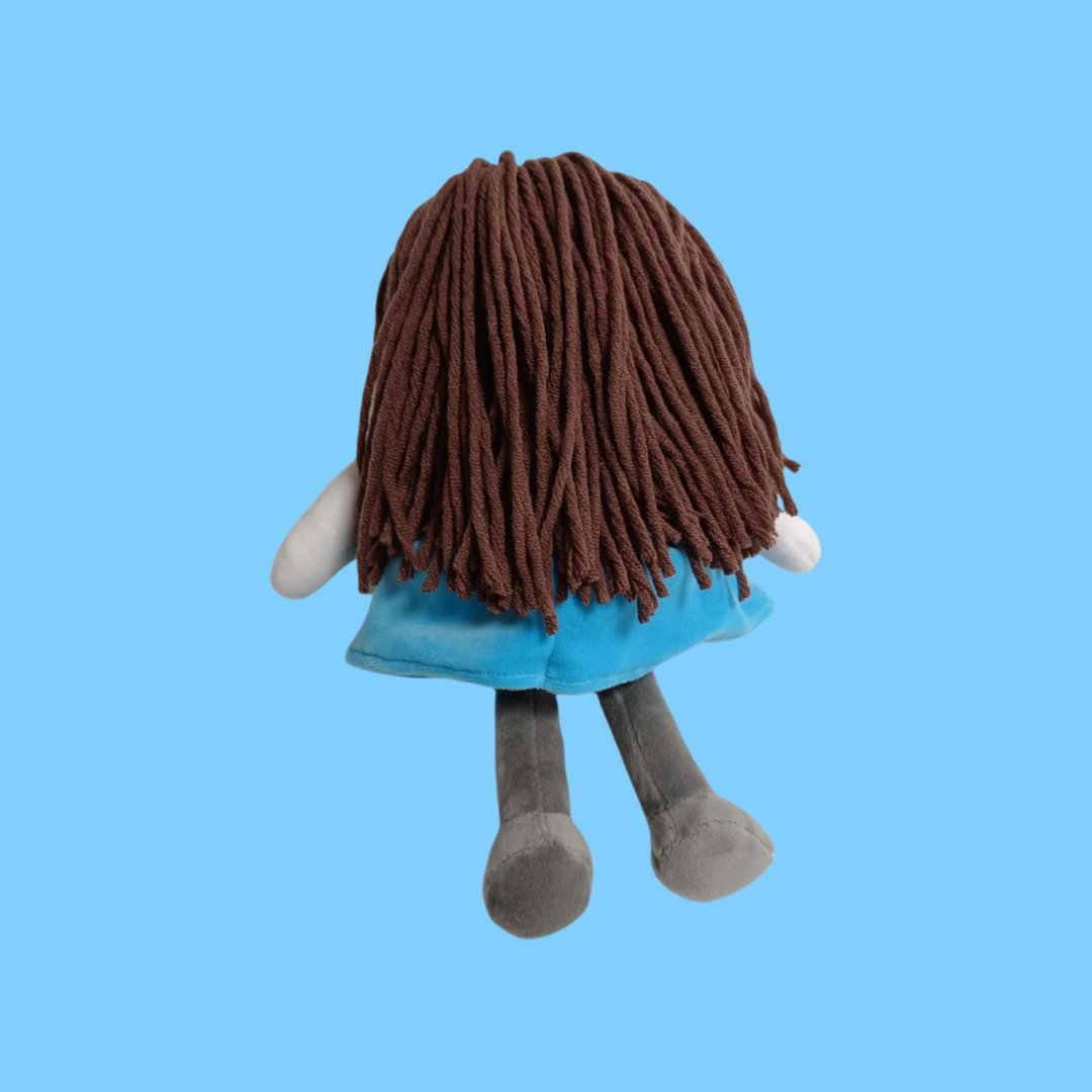 Rag Plush Girl Doll with Woolen Yarn Hair Gift Toy