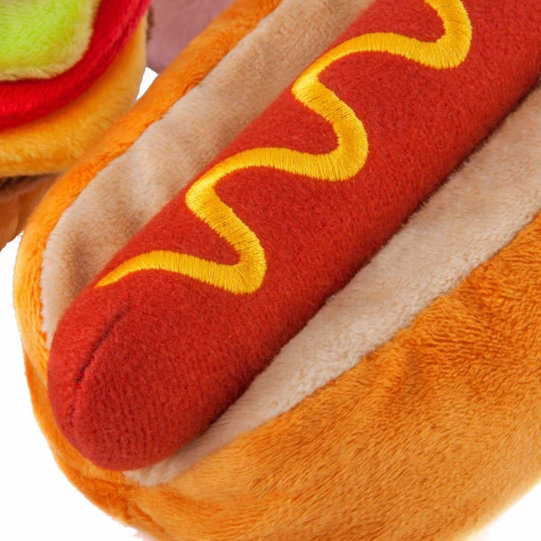 Food Hot Dog Soft Plush Interesting Squeaky Chewy Dog Toys