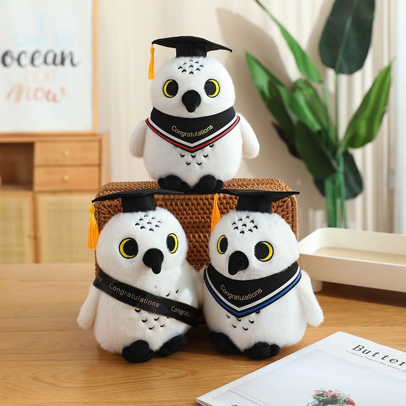 Custom Logo Plush Cartoon Graduation Owl Toy Doll School Souvenir