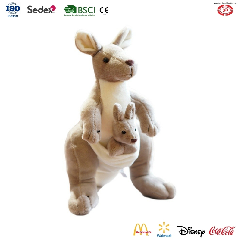 YD-KB070 Kangaroo Grey Soft Stuffed Plush Animal Custom Wholesale Toy with Joey