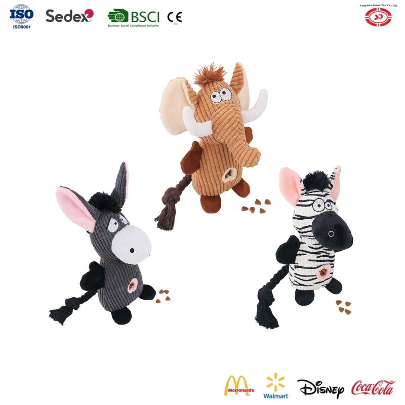 YD-BD024 Hiding Food Custom Animal Zebra Plush Pet Supply Dog Squeaky Toy