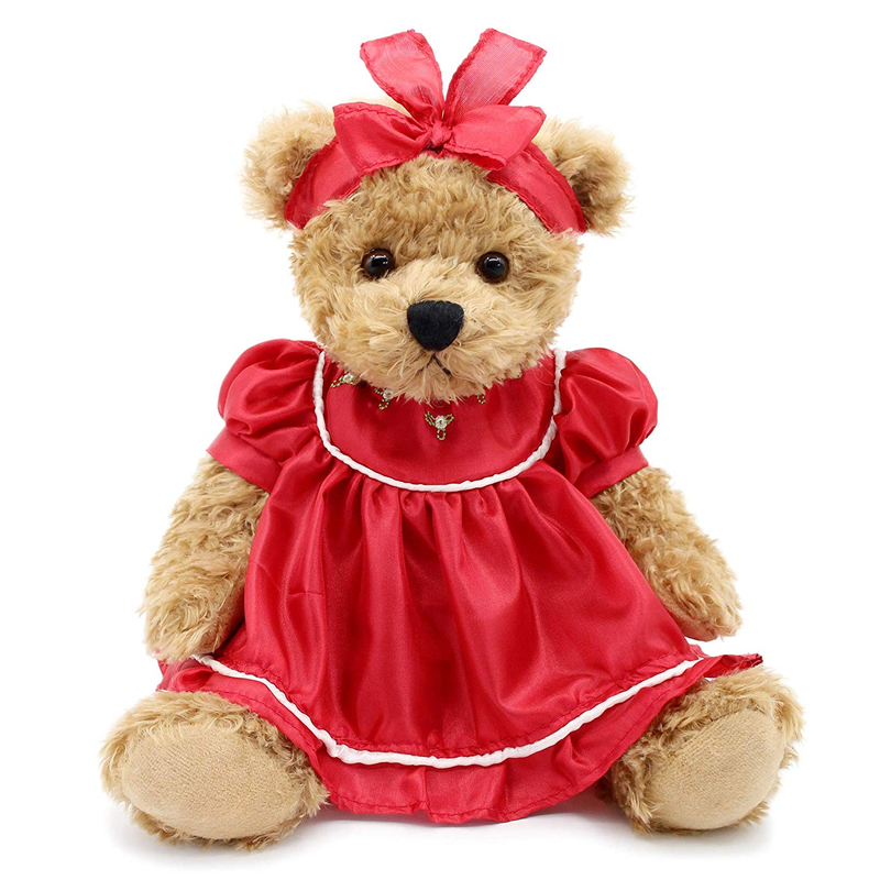 Wedding Dress Rose Color with Ribbon Soft Plush Gift Stuffed Animal CE Teddy Bear