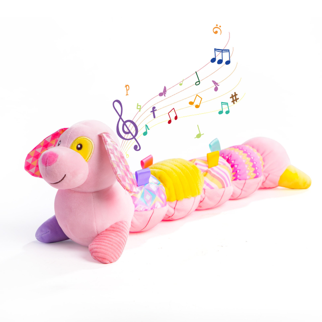 Boneka Mainan Bayi Anjing Merah Muda Lembut Elektrik Mewah Kreatif Hadiah Anak-anak