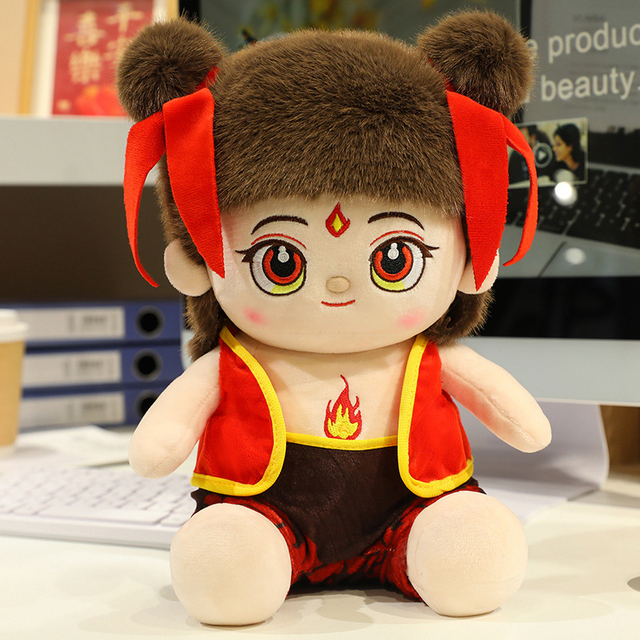 Nezha Brave Boy Plush Stuffed Cartoon Movie Figure Custom Toy