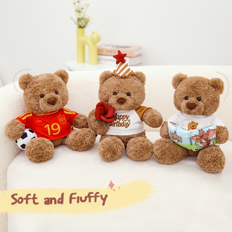 Wholesale Plush Stuffed Soft Fluffy Teddy Bear Toy Doll Gift with Customized Clothes
