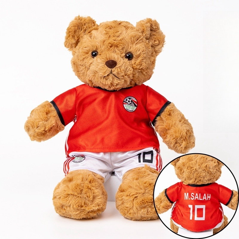 Football Mascot World Game Plush Stuffed Cartoon Soft Teddy Bear Toy Doll with custom T-shirt