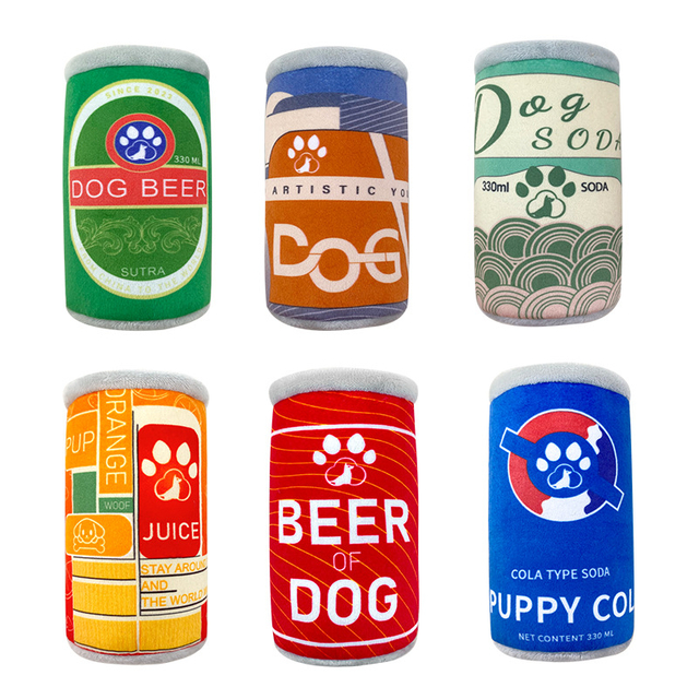 Wholesale Custom Amazon Hot Pet Plush Stuffed Squeaky Bottle Chew Toy