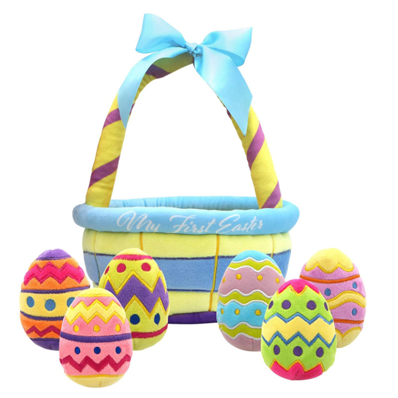 Wholesale Easter Toy Set Plush Stuffed Easter Eggs with Basket