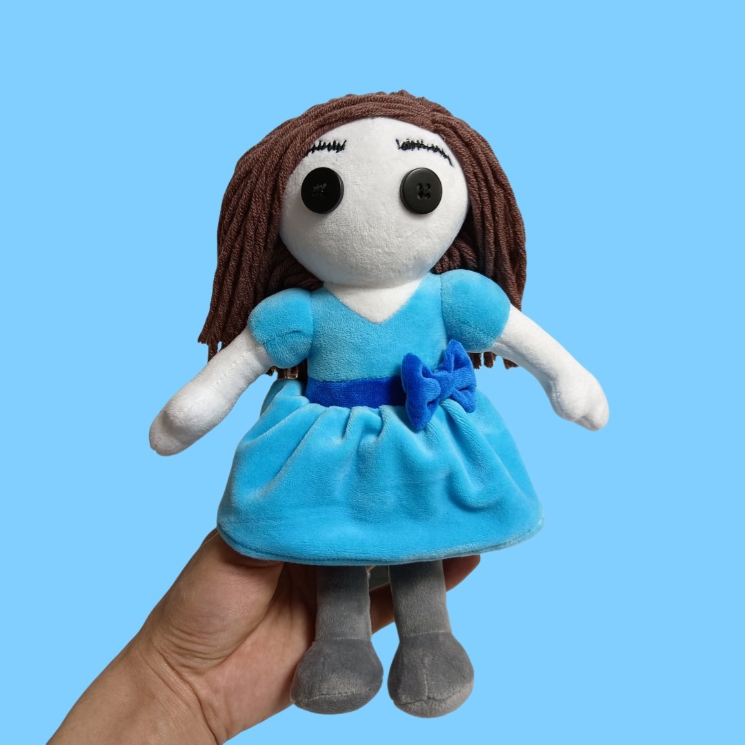 Rag Plush Girl Doll with Woolen Yarn Hair Gift Toy