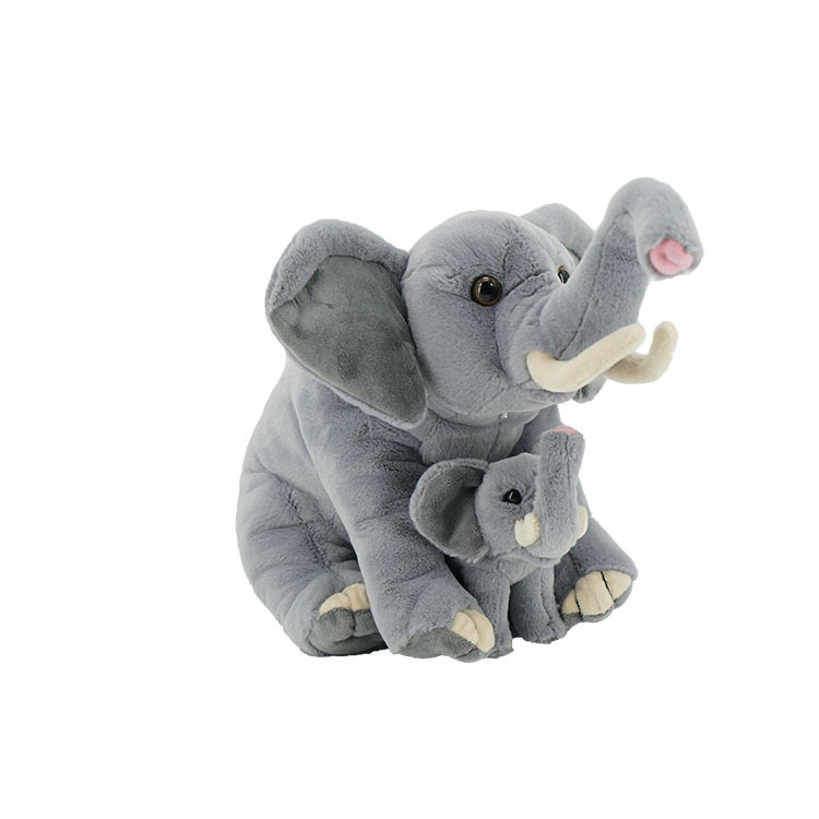 Educational Toy Set Plush Stuffed Animal Mother and Baby Elephant Doll