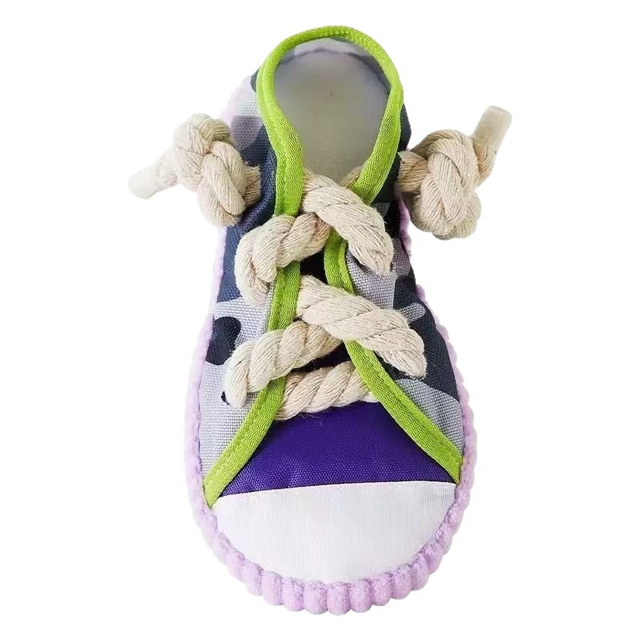 High Quality Pet Plush Shoe Shape Dog Squeaky Chew Rope Toy