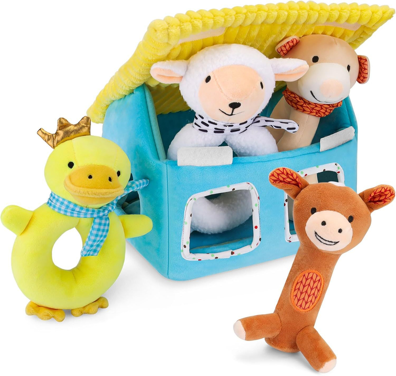 Custom Plush Stuffed House with Animals Baby Educational Toy Set