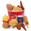 Hot Sale Plush Stuffed Pet Food Family Bucket Fried Chicken Dog Chew Squeaky Toy