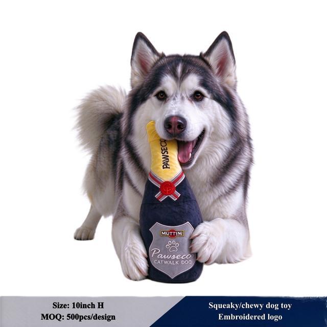 Bottle Shape Plush Pet Squeaky Dog Chewy Interactive Toy
