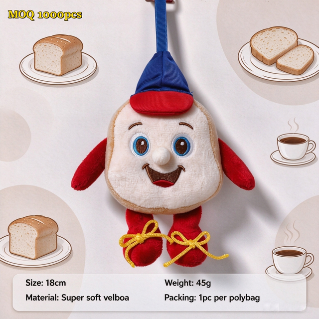 Custom Plush Bread Slice Toast Keychain Soft Stuffed Gift Wholesale Toys