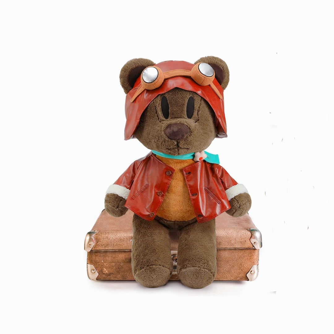 Vintage Pilot Brown Teddy Bear Custom Plush Toy Gift For Kids