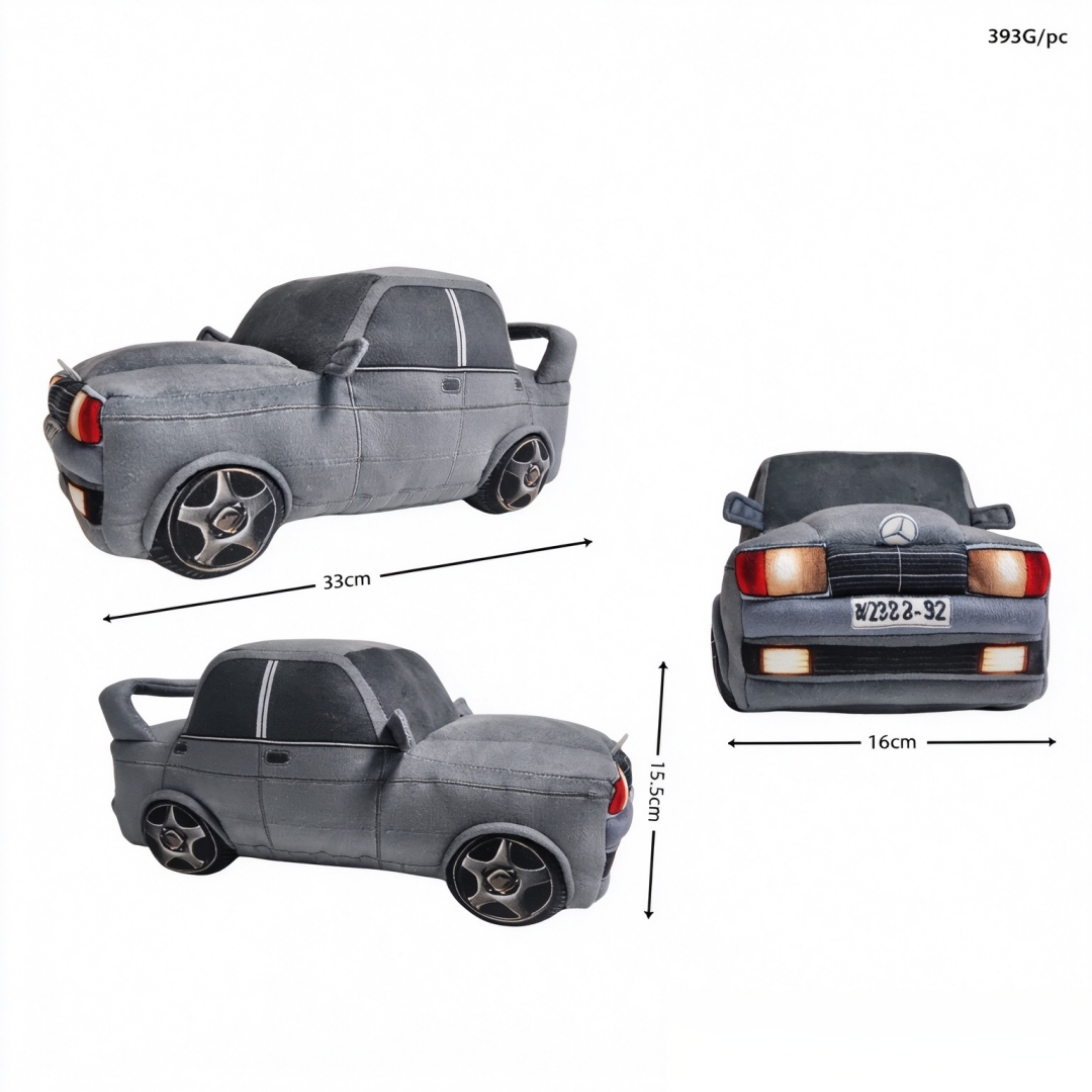 Grey Fancy Car Benz Brand Vehicle Soft Plush Stuffed Custom Factory Wholesale Souvenir Toys