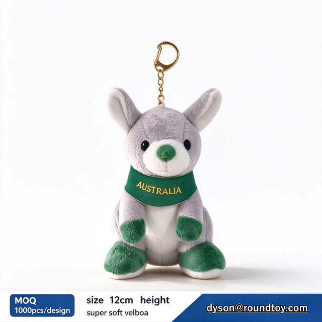 Kangaroo Grey Backpack Grey Soft Keychain Plush Wholesale Animal Toys