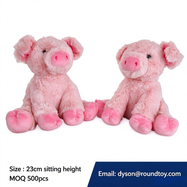 Fluffy Plush Pink Pig Sitting Animal Wholesale Stuffed Soft Mascot Gift Toys