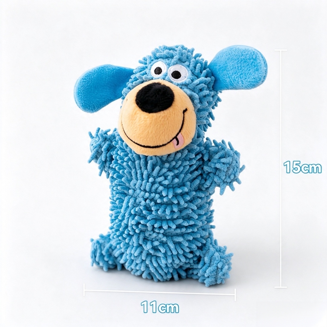 Yellow Blue Dog Mop Plush Soft Chewy Squeaky Custom Pet Toys