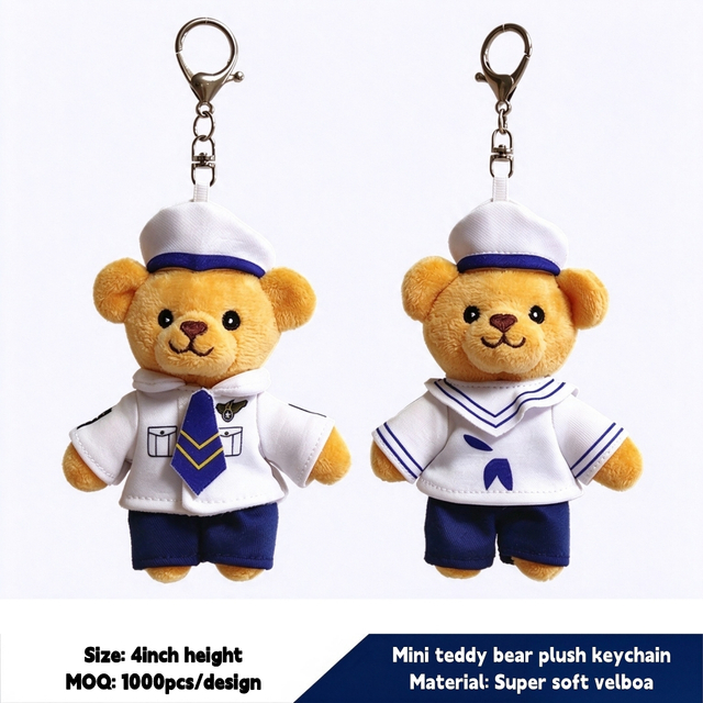 Army Bear Teddy Soft Plush Stuffed Soft Custom Keychain Toy