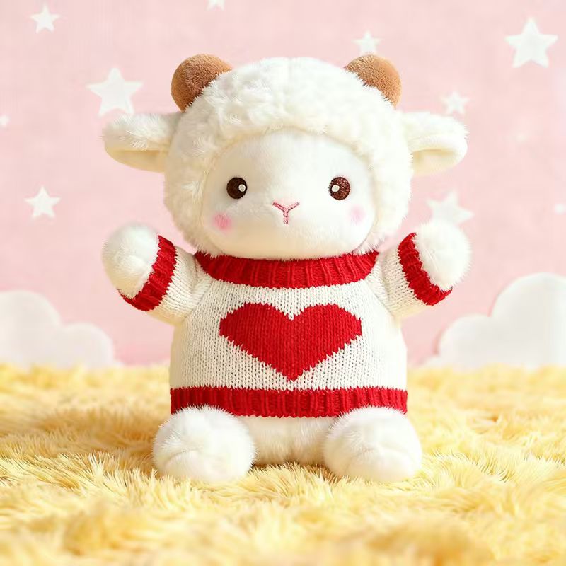 Custom Valentine's Day Gift Couple Lamb Plush Stuffed Sheep Toy with Sweater
