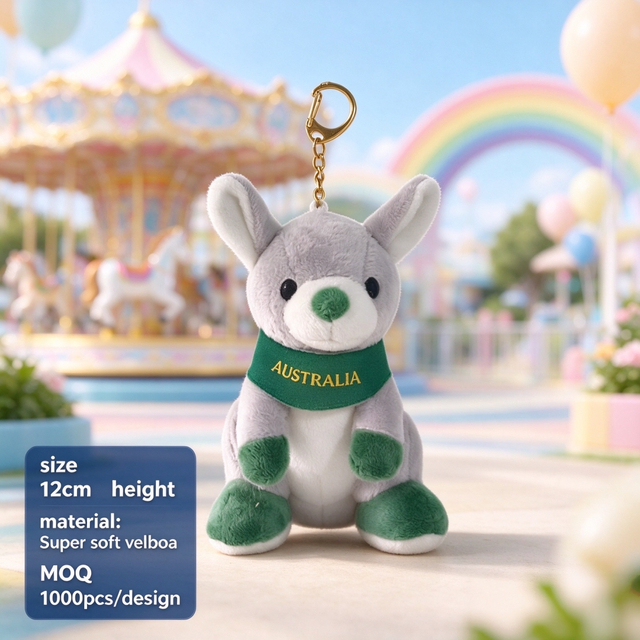 Kangaroo Grey Backpack Grey Soft Keychain Plush Wholesale Animal Toys