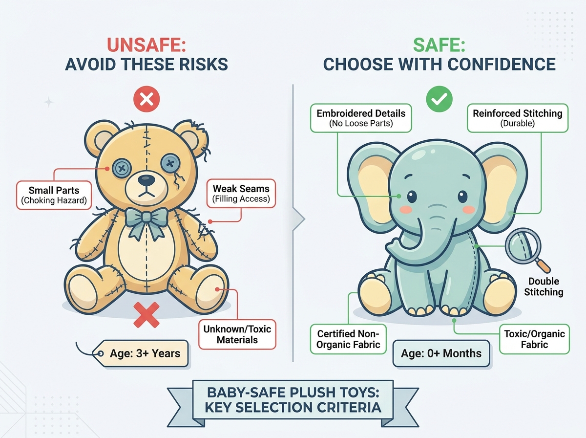 Baby-safe plush toys evaluation and safety checks