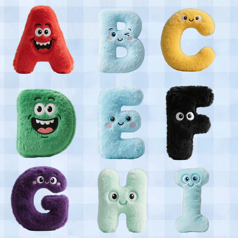 Cartoon Plush Doll Custom Emoticons Letter Baby Child Educational Toy