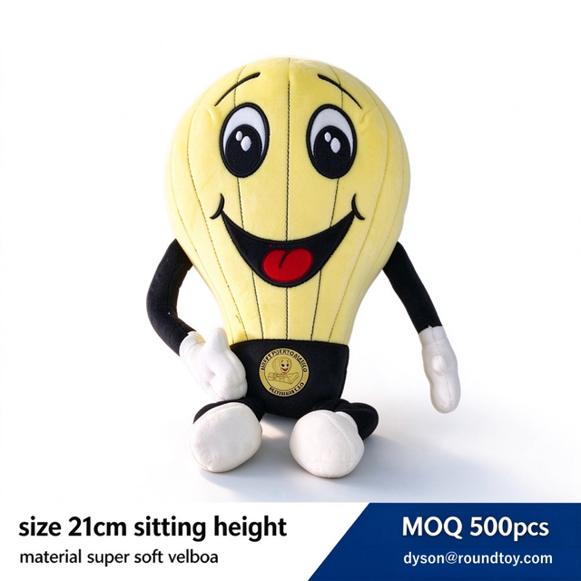 Yellow Hot Balloon Plush Embroidered Doll Soft Smile Custom Wholesale Gift Toys