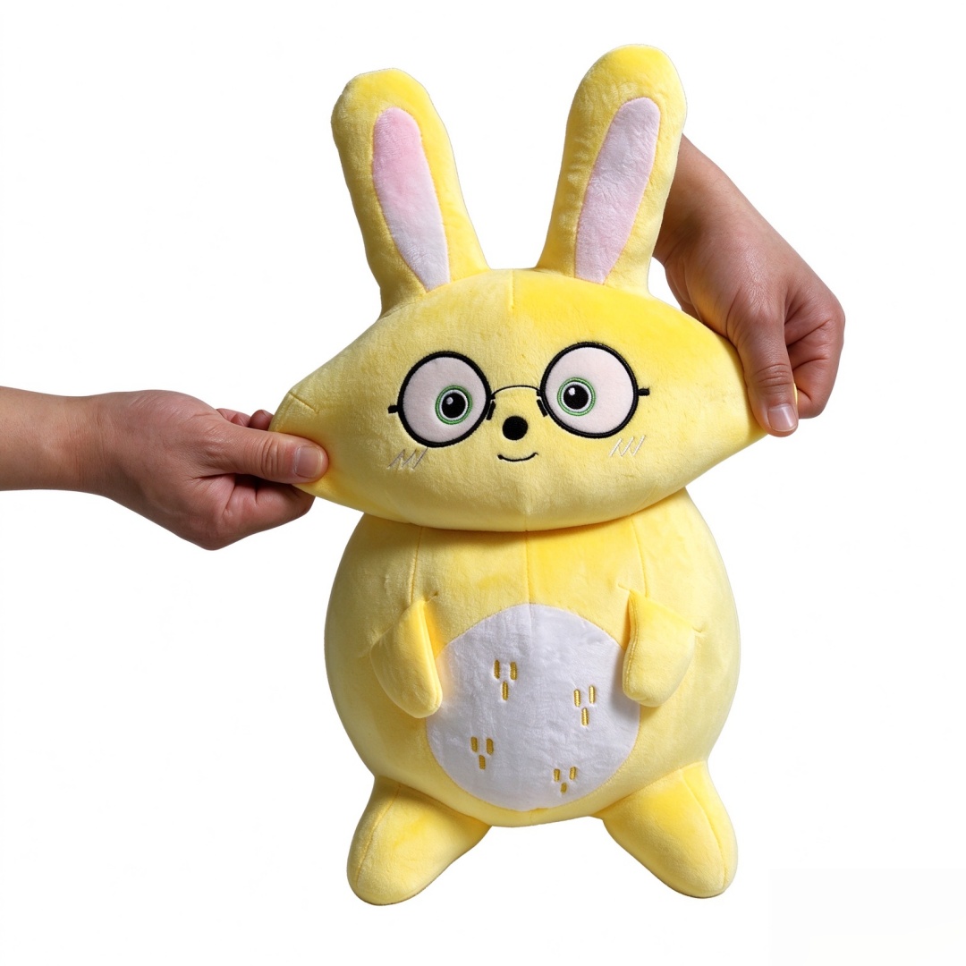Yellow Spandex Soft Strechable Rabbit Stuffed Animal Custom Gift Toy