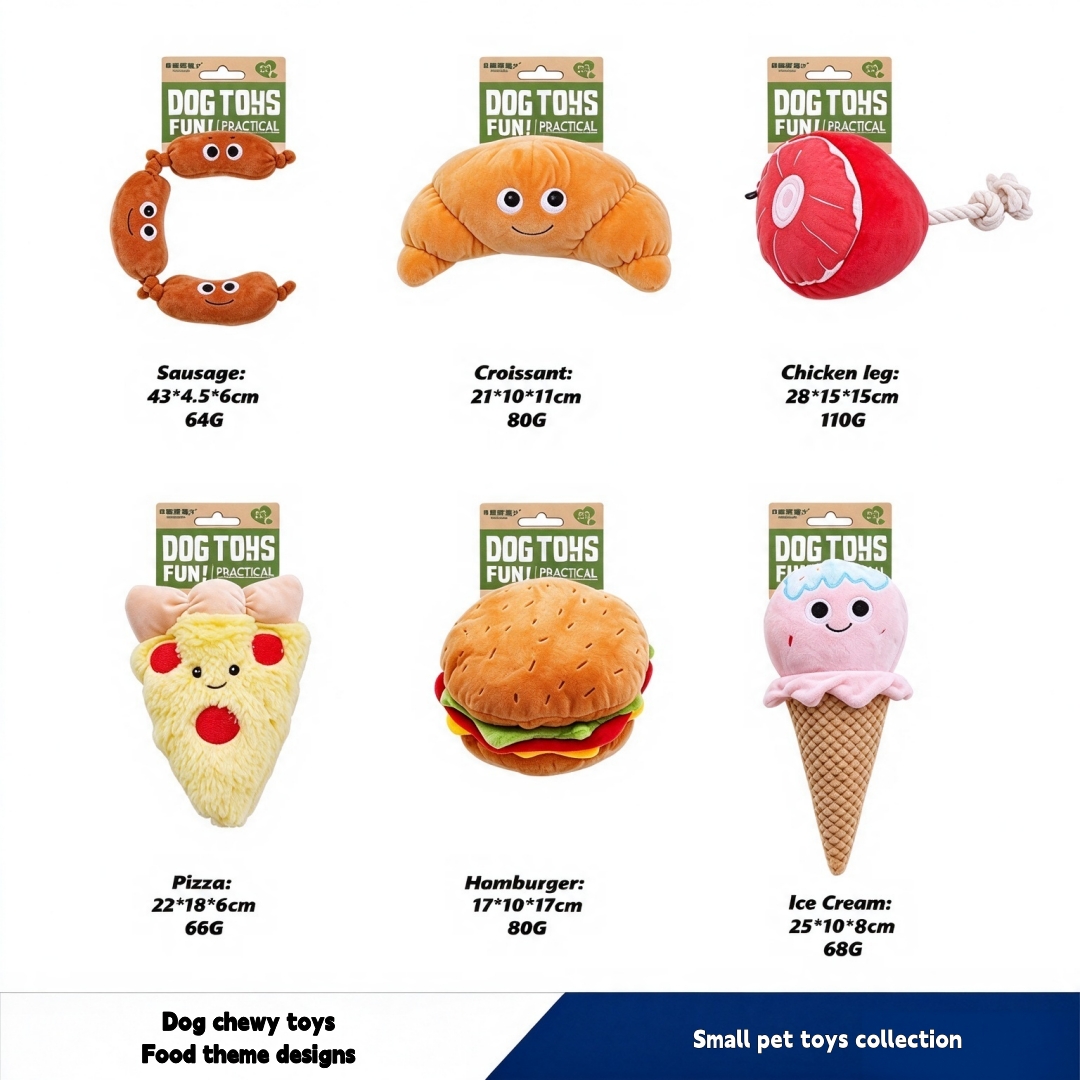 Dog Party Food Design Hamburger Soft Plush Squeaky Chewy Toys