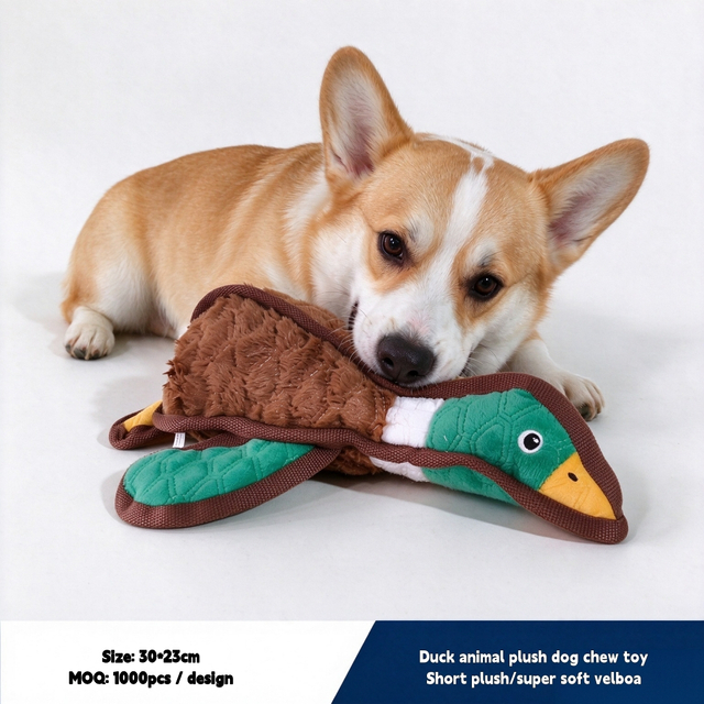 Fluffy Duck Anime Soft Stuffing-Free Interactive Plush Wholesale Dog Squeaky Toy