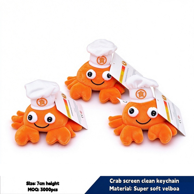 Custom Soft Plush Adorable chef Crab Keychain Toys